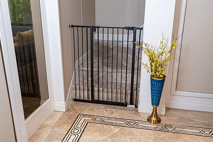 Kinfant Baby Gate, Extra Tall Walk Thru Baby Gate Kit with 6-Inch Extension, Pressure Mounting & Wall Cups, 41-Inch (1 Count, Pack of 1)