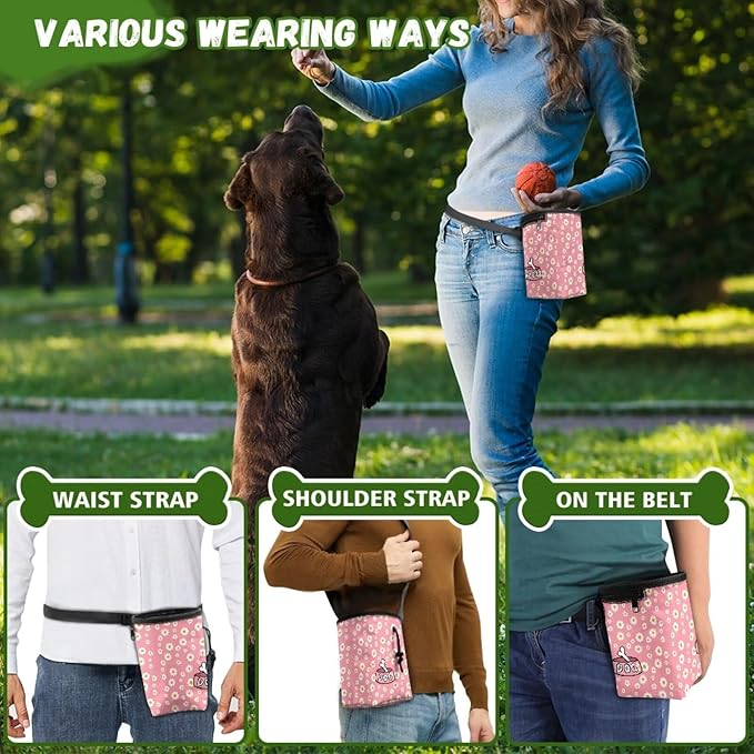 Dog Daisy Dog Treat Pouch Easily Carries Puppy Training Pouch, Versatile Dog Walking Bag Bait Bag Training Bag for Treats, Kibbles, Toys & Accessories