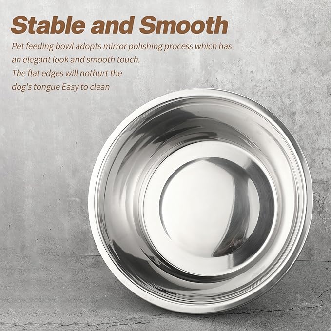 6 Pcs 8 Cup Metal Dog Bowls Stainless Steel Thickened Food Bowls Travel Kennel Food and Water Dish for Medium Large Size Dogs Cats, 64 Oz, Dishwasher Safe