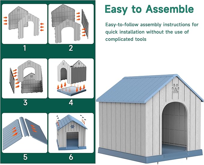 DRATO Large Dog House with Waterproof- Indoor & Outdoor Pet Shelter for Small to Large Dogs, Easy Clean & Quick Assembly