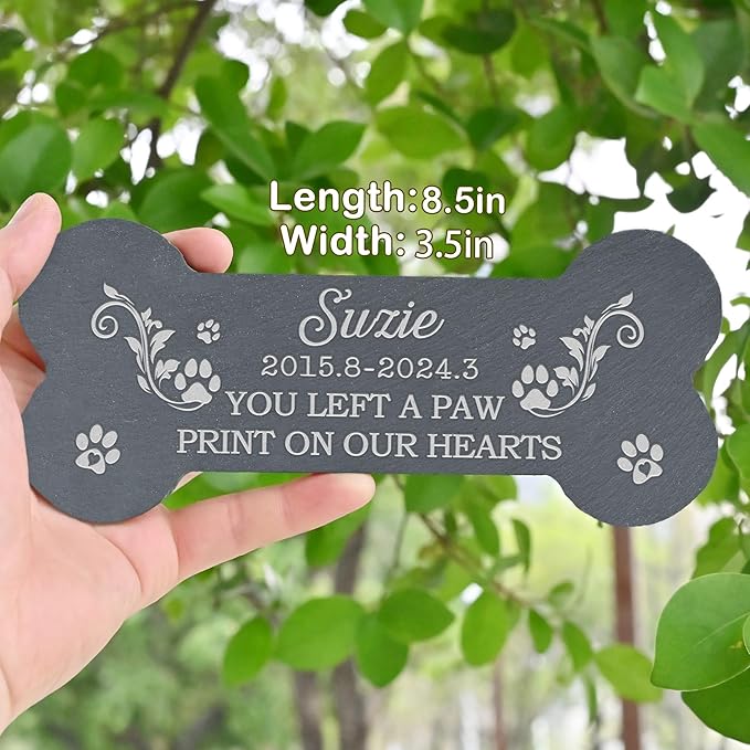 Pet Memorial Gifts, Pet Memorial Stone, Dog Memorial Gifts for Loss of Dog, Pet Loss Sympathy Gift, Pet Remembrance Gifts, in Memory of Dog Cat - Print On Our Hearts Bone Stone