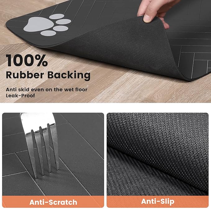 Pet Feeding Mat-Absorbent Pet Placemat for Food and Water Bowl, with Waterproof Rubber Backing, Quick Dry Water Dispenser Mat for Dog and Cat (20"x12", Coffee)
