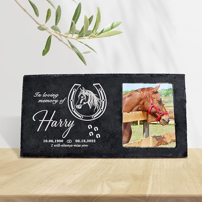 Fanery Sue Custom Cat Memorial Stones with Full Color Image, Dog Memorial Gift Garden Stones, Pet Grave Markers Personalized, All-Natural Memorial Headstone for Pet