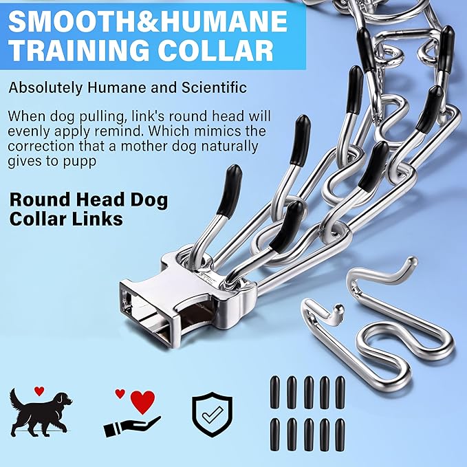 Dog Training Collar, Adjustable Stainless Steel Collar with Quick Release Buckle for Small Medium Large Dogs (XL/Neck Girth 16.9"-22.2")