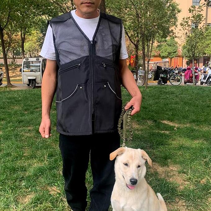 Dog Training Vest for Handlers Breathable Dog Trainer Vest for Agility Obedience Training Handler Dog Trainer Outdoor Backpacking, Black, XXL