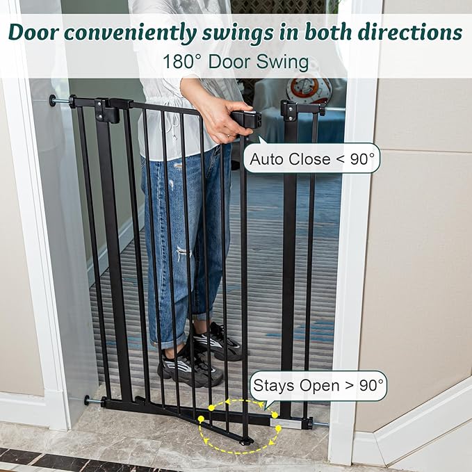 Kinfant Baby Gate, Extra Tall Walk Thru Baby Gate Kit with 6-Inch Extension, Pressure Mounting & Wall Cups, 41-Inch (1 Count, Pack of 1)