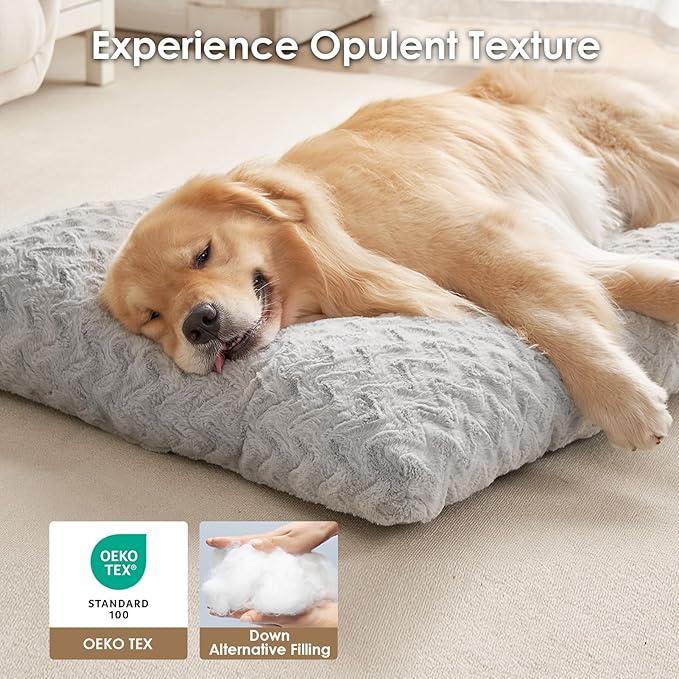 EHEYCIGA Washable Small Dog Bed for Crate 23x18 Inch, Reversible Kennel Pad for Puppy Weight Up to 25 lbs, Plush and Comfy Pet Sleeping Mat, Grey