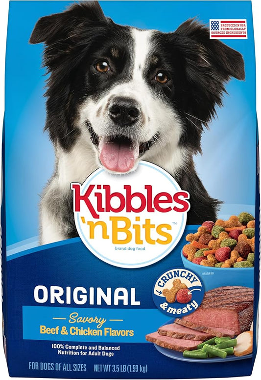 Kibbles 'n Bits Original Dry Dog Food, Savory Beef & Chicken Flavors for Adult Dogs, 3.5 lb. Bag