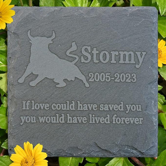Pet Memorial Stone Gift - Garden Memorial Gravestone - Bull Grave Marker - Sympathy Headstone - Personalized Bull Loss Sympathy Gift - Memorial Gifts - Bereavement Gift for Loss of Pet
