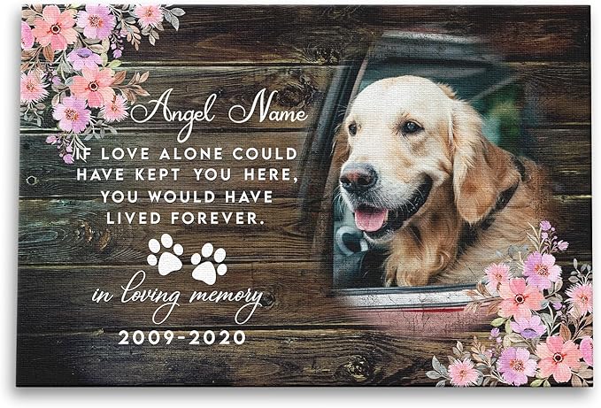 Dem Canvas Personalized Photo Canvas Prints, Dog Loss Gifts, Forever In My Heart, Pet Memorial Gifts, Dog Death Sympathy Gifts, Dog Passing Away Loss Gift Dog Grieving Gifts (24x16)