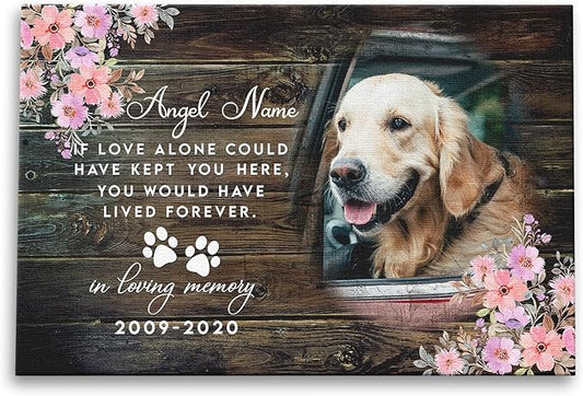 Dem Canvas Personalized Photo Canvas Prints, Dog Loss Gifts, Forever In My Heart, Pet Memorial Gifts, Dog Death Sympathy Gifts, Dog Passing Away Loss Gift Dog Grieving Gifts (24x16)