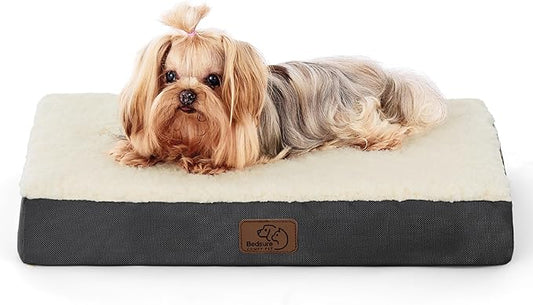 Bedsure Dog Bed for Small Dogs - XS Comfy Flat Puppy Beds with Removable Washable Cover, Orthopedic Egg Crate Foam Pet Mat, Suitable for Pet or Cats Up to 10 lbs