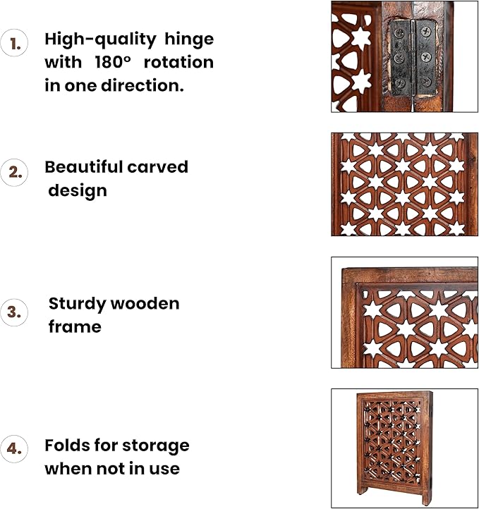 Decorative Wooden Pet Gate, Dog Fence, Cat Gate, Foldable, Adjustable, Portable, Extra-Wide, Wooden Dog Barrier, Free-Standing Puppy Gate 3 Panels for Indoor, Doorways, Stairs-24x54 Inch Burnt Antique