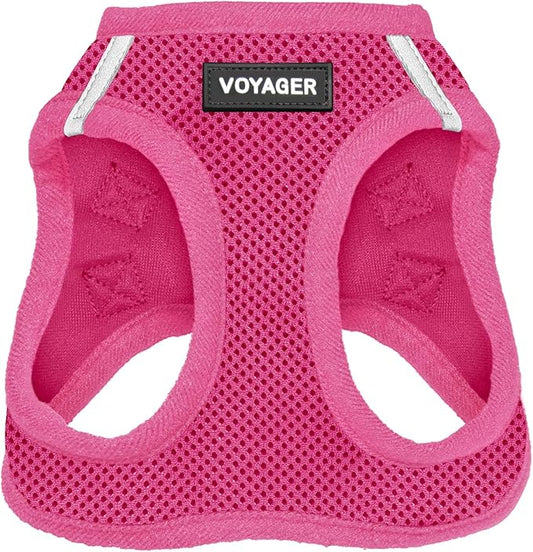 Best Pet Supplies Voyager Step-in Air Harness - All Weather Mesh, Reflective, No Pull Harness for Dogs, Cats - Secure with Hook & Loop Fastener, Buckle, Double D-Rings - Fuchsia, L