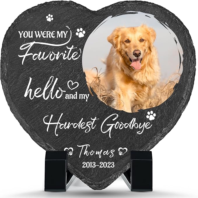 Dog Memorial Gifts for Loss of Dog, Personalized Dog Memorial Stone Plaque with Photo Name, Custom Dog Pet Grave Headstone, Loss of Dog Sympathy Gift for Dog Cat Lovers