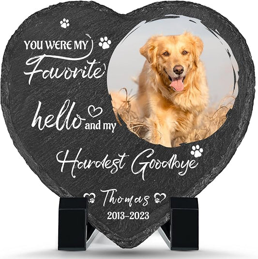 Dog Memorial Gifts for Loss of Dog, Personalized Dog Memorial Stone Plaque with Photo Name, Custom Dog Pet Grave Headstone, Loss of Dog Sympathy Gift for Dog Cat Lovers