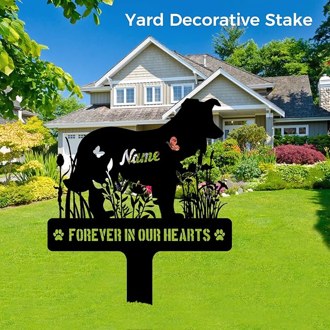 Custom Shetland Sheepdog Sheltie Memorial Stake, Personalized Dog Grave Marker, Metal Pet Tombstone, Outdoor Sympathy Sign for Garden Yard Decor, Pet Loss Gift
