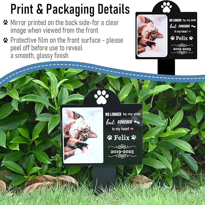 Personalized Dog Memorial Plaque – Custom Acrylic Pet Grave Marker for Outdoor Cemetery, Garden or Yard – Weatherproof Pet Loss Memorial Gift with UV Print (01)