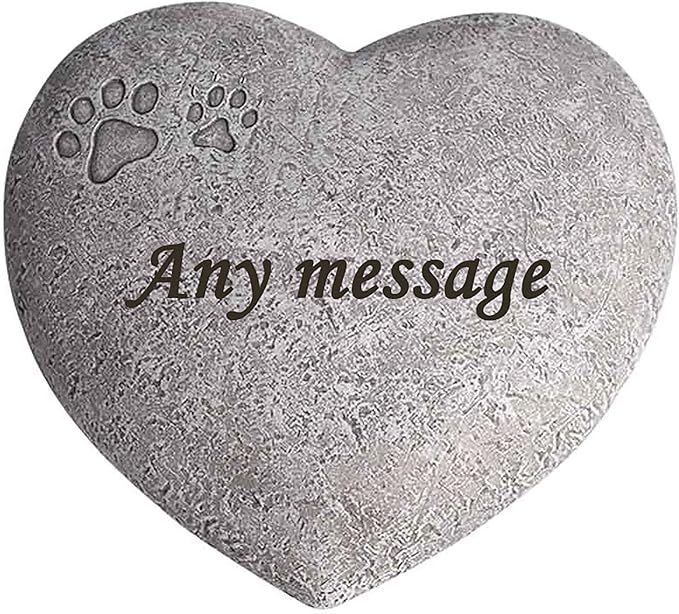 Personalized Paw Prints Pet Memorial Stones, Heart Shaped Dog Grave Marker, Custom Dog Garden Tombstone with Any Message-Pet Sympathy Gift