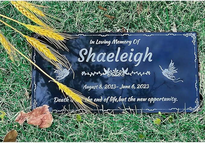Personalized Pet Memorial Stones for Dog,Cat,Headstone,Cemetary Markers for Graves,Black Granite Memorial Plaque Outdoor,Custom Sympathy Gift for Lost Loved