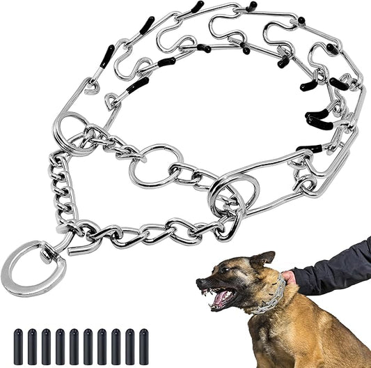 Adjustable Dog Collar, Pinch Collar for Dogs,Dog Training Collar for Small Medium Large Dogs,Metal Prong Collar with Comfort Rubber Tips (Small, 2.5mm, 17.7-Inch)