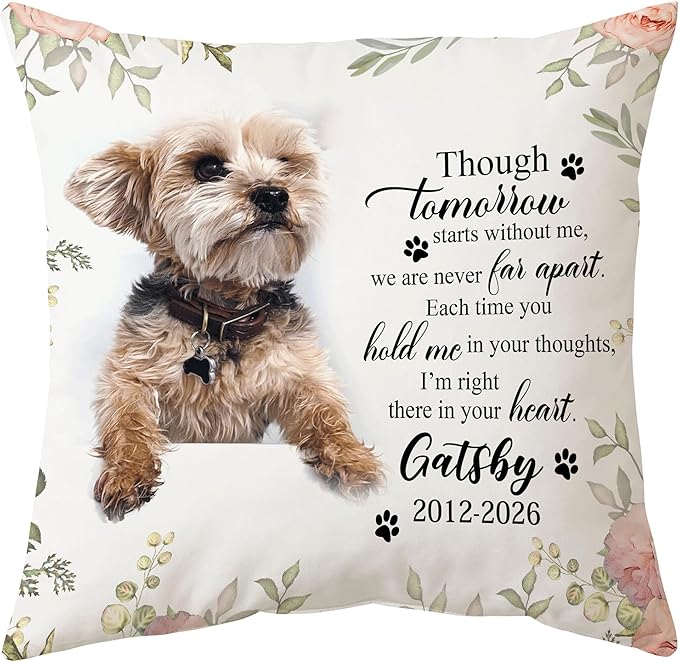 Hyturtle Personalized Pet Photo Memorial Pillow with Insert 12"x12" Double-Sided Printed Sympathy Gifts for Loss of Dog - Dog Remembrance Gifts - Custom Pet Memorial Gifts - Pillow Sofa Home Decor