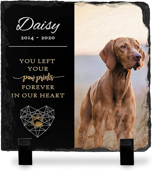 Pet Memorial Stone with Photo - 12"x12" - 6 Designs - Pet Grave Marker - Pet Headstone | Dog Memorial Stone - Garden Memorial Stones - Personalized Memorial | Waterproof - Outdoor & Indoor #4