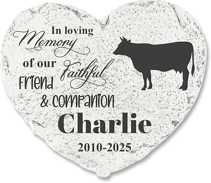 Personalized Pet Memorial Stone - Bull Headstone - Cow Tombstone - Garden Memorial Stone Customized - Pet Cemetery Decorations - Stepping Stone Outdoor
