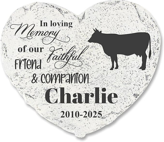 Personalized Pet Memorial Stone - Bull Headstone - Cow Tombstone - Garden Memorial Stone Customized - Pet Cemetery Decorations - Stepping Stone Outdoor
