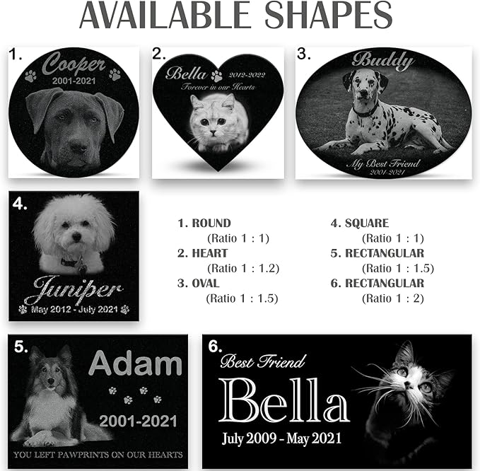 ADFSTONE Oval Shaped Pet Memorial Stones Personalized Dog Remembrance Gifts, Customized Cat Picture Grieving Plaque, DIY Gravestone, Custom Sympathy Photo Gift, Animal Grave Markers