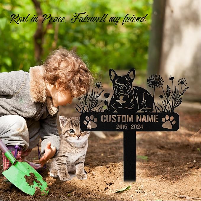 Custom Dog Grave Markers Outdoor, Personalized Pet Grave Marker Stake Dog Memorial, Outdoor Weatherproof Pet Cemetery Sign, Personalized Dog Memorial Gifts for Loss of Dog