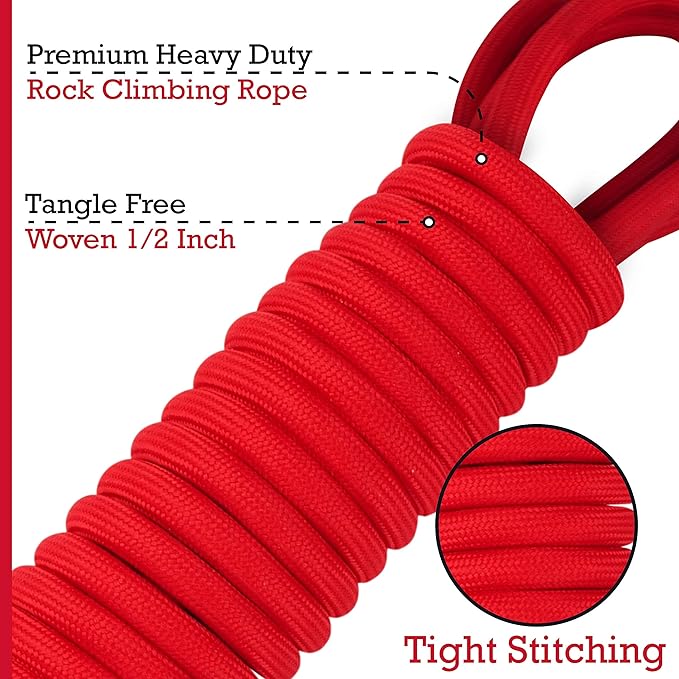 Tuff Pupper Heavy Duty 30 Foot Long Rope Leash for Dogs | Dog Recall Training Leash | High Visibility Strong Climbing Rope Leashes | Hand or Waist Worn | Stainless Steel 360° Clips for Tangle Free Use
