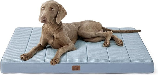 Bedsure Cooling Dog Bed for Crate - Extra Large Comfy Flat Puppy Beds with Removable Washable Cover, Orthopedic Egg Crate Foam Pet Mat, Suitable for Pet Up to 90 lbs