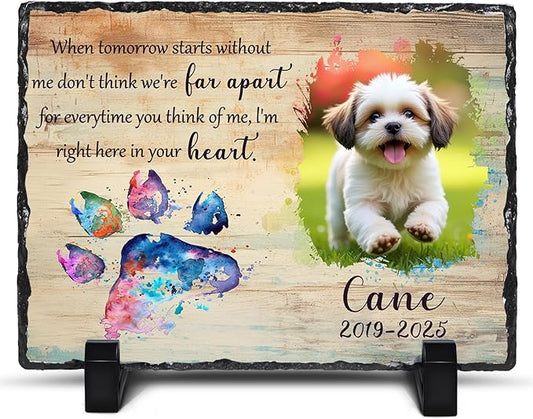 Ship Next Day, Customized Pet Memorial Stones for Dogs Cats Memorial Gifts for Loss of Dog Death Sympathy Gift with Photo Picture Name Date Personalized Pet Frame