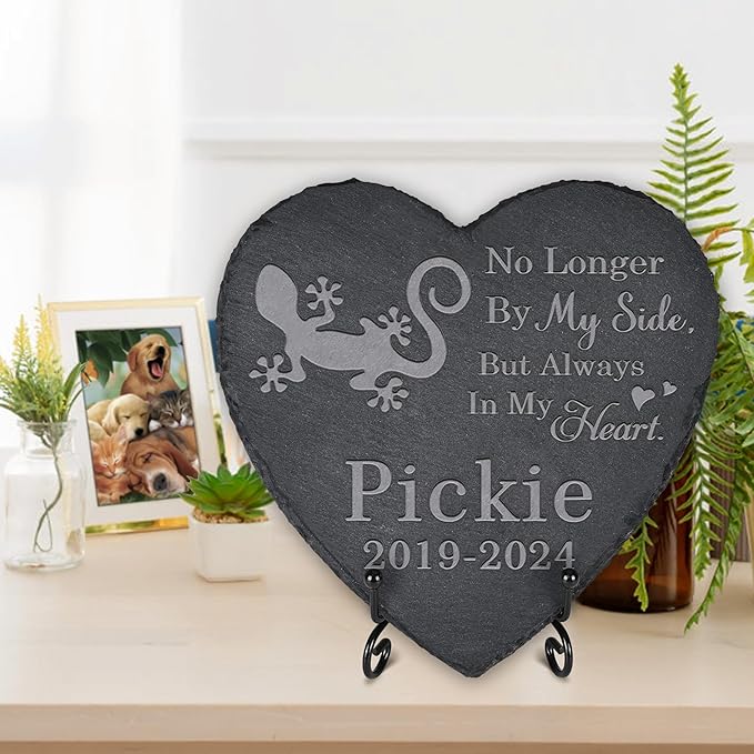 Lizard Memorial Stone Lizard Headstone - Memorial for Lizard - Loss of Lizard - Lizard Keepsake - Pet Remembrance Lizard - in Memory of Lizard (Heart-Shaped)