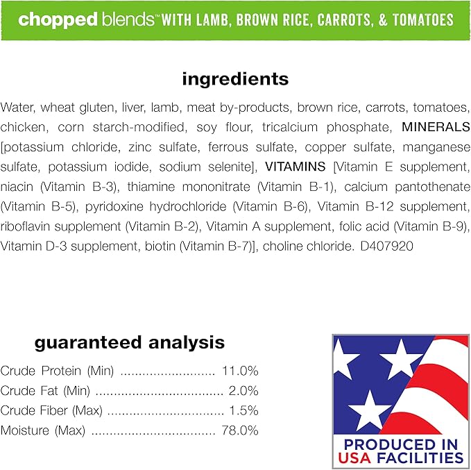 Beneful Purina Wet Dog Food, Chopped Blends with Lamb - (8) 10 oz. Tubs (Pack of 2)