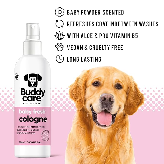 Dog Perfume - Baby Fresh Dog Cologne Spray (200ml) - Dog Spray Deodorizer Perfume for Smelly Dogs - Refreshing Scented Grooming Solution - Pet Odor Eliminator and Freshener