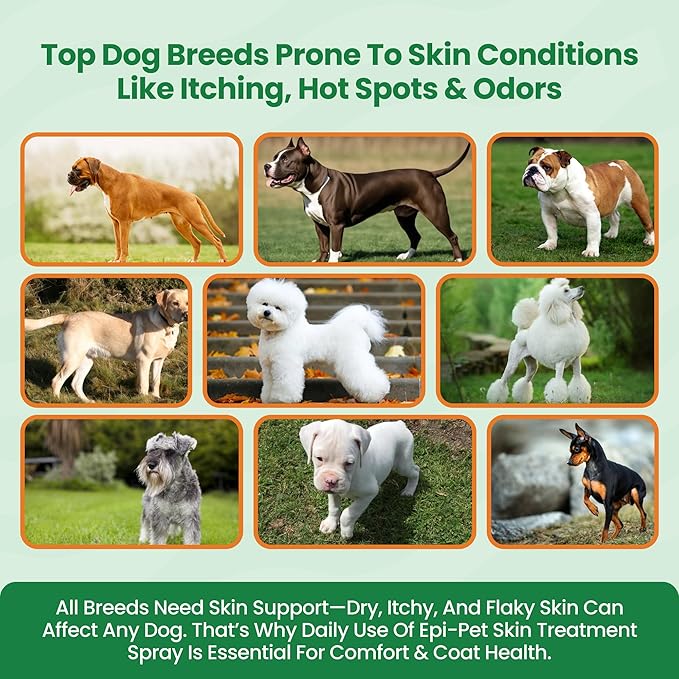 Epi-Pet Veterinary Formulated Dog Hot Spot and Dog Itch Spray, Pet Skin Treatment Spray for Allergies, Deshedding and Redness, Use it as Skin and Coat Conditioner(16 Fl Oz (Pack of 2), Unscented