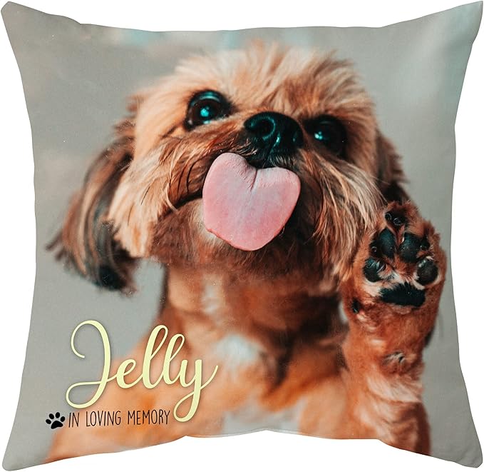 Hyturtle Personalized Pet Photo Memorial Pillow with Insert 12"x12" Double-Sided Printed Sympathy Gifts for Loss of Dog - Dog Remembrance Bereavement Gifts - Custom Memorial Gifts Pillow Home Decor