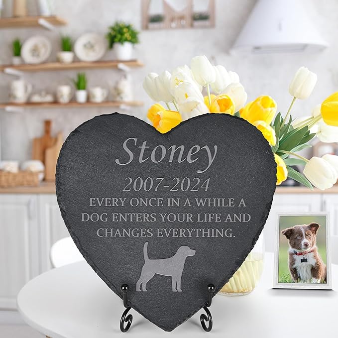 Pet Memorial Gifts for Dogs, Dog Memorial Stone, Dog Memorial Gifts for Loss of Dog, Loss of Dog Sympathy Gift, In Memory of Dog, Pet Loss Gifts Dog - Enter Your Life, Change Everything (Heart-Shaped)