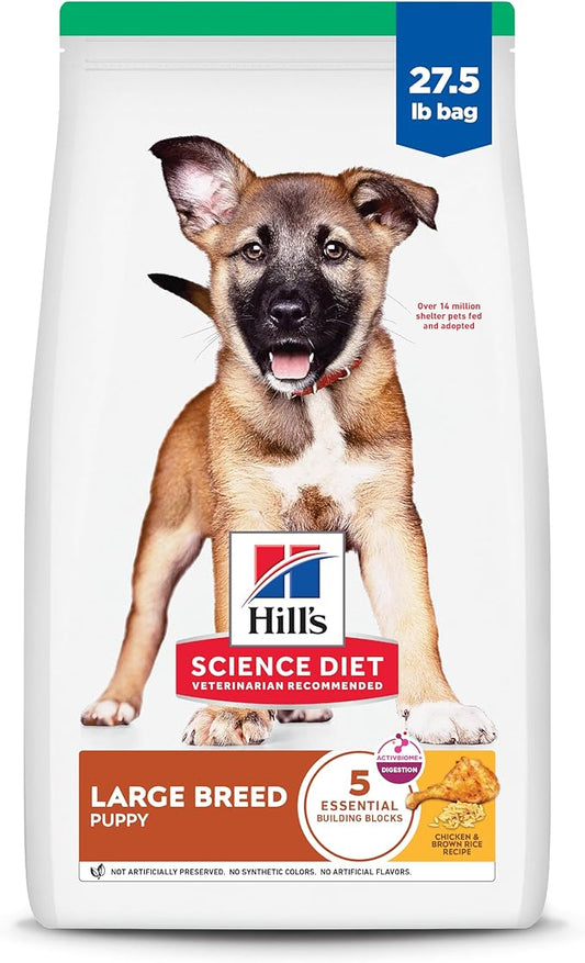 Hill's Science Diet Large Breed Puppy Food, DHA to Support Healthy Development, Chicken & Brown Rice Dry Dog Food, 27.5 lb. Bag