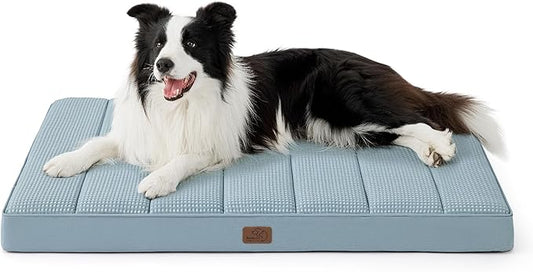 Bedsure Cooling Dog Bed Large Sized Dog - Large Comfy Flat Puppy Beds with Removable Washable Cover, Orthopedic Egg Crate Foam Pet Mat, Suitable for Pet Up to 50 lbs