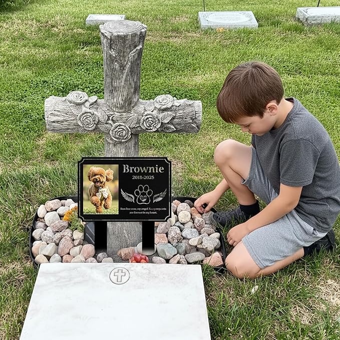 Custom Dog Grave Markers Outdoor, Personalized Pet Grave Marker Dog Memorial with Photo and Name, Outdoor Weatherproof Pet Cemetery Sign, Personalized Dog Memorial Gifts for Loss of Dog
