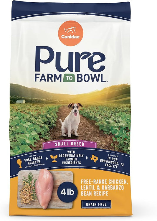 Canidae Pure Farm to Bowl Small Breed, Free-Range Chicken, Lentil & Garbanzo Bean Recipe, 4 lbs.