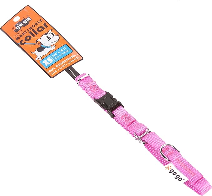 GOGO Pet Products 3/8-Inch Martingale Dog Collar, X-Small, Pink