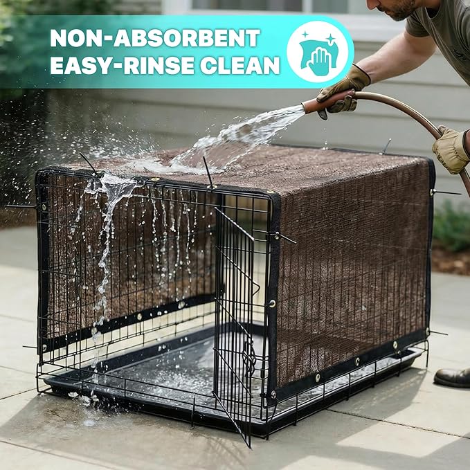 Royal Shade 4' x 20' Brown Custom Size 90% Shade Cloth Dog Kennel Shade Mesh Tarp Sunblock with Grommets for Dog Kennel Cover, Fence Privacy Screen, Greenhouse, Chicken Coop & Pet Playpen.