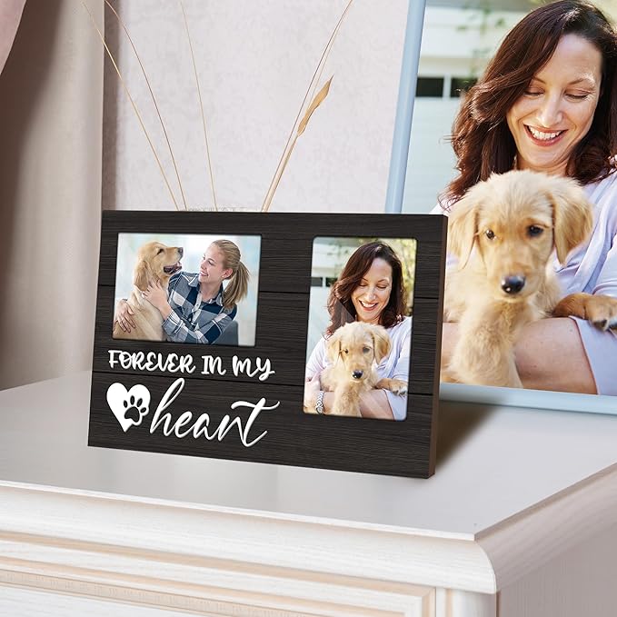 cocomong Dog Memorial Gifts for Loss of Dog, Pet Memorial Gifts Picture Frame, Sympathy Gift Pet Picture Frame Holds 2 4x6 Inches Photos for Family & Friend