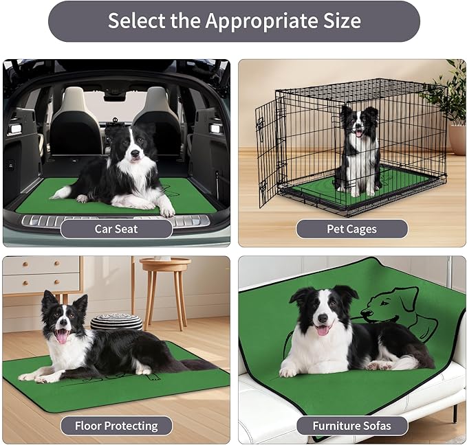 Washable Pee Pads for Dogs Reusable, 2 Pack 36"x51" Training Puppypads Absorbency Non-Slip & Leak-Proof for Pet Whelping Box Playpen Crate Sofa Bed Floors (Green)