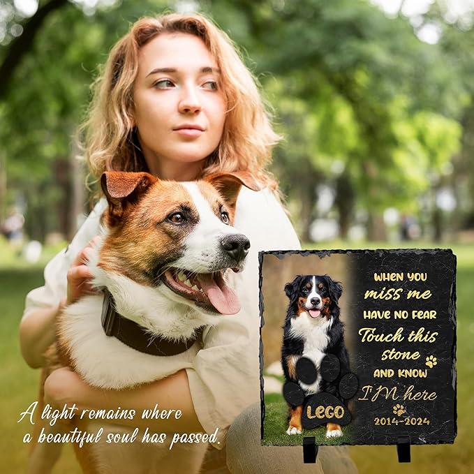 Dog Memorial Gifts for Loss of Dog, Pet Dogs Memory Stones, Loss of Pet Bereavement Remembrance Sympathy Gift, Cat Memorial Gifts for Pets Lovers, Cemetery Decorations for Grave