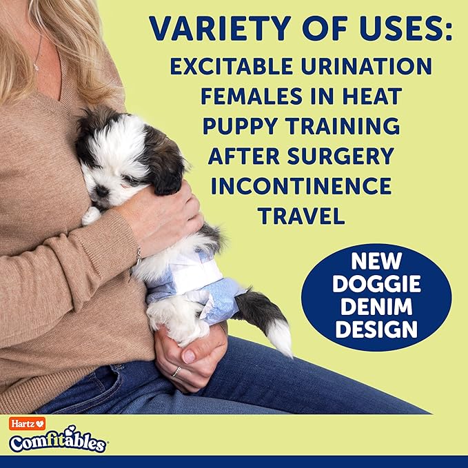 Hartz Comfitables Disposable Dog Diapers, Size XS 12 Count, Comfortable & Secure Fit, Easy to Put On, Super Absorbent Male and Female Diaper